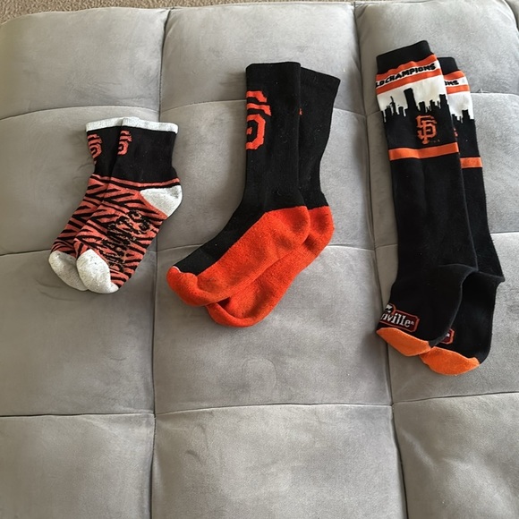 San Francisco Giants Black and Orange unisex Socks Set includes 3 size 6 - Picture 2 of 8